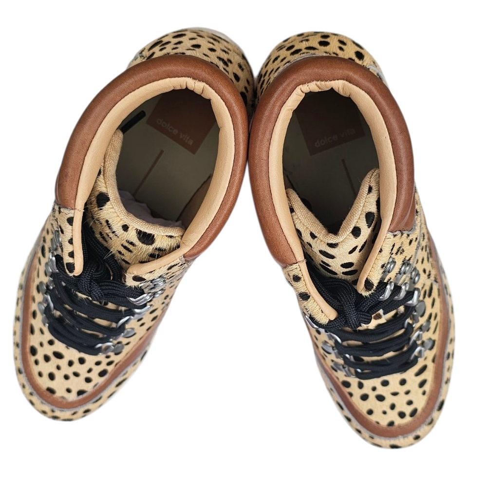 Dolce Vita NEW Size 8 Weber Leopard Print Cow Hair & Leather High-Tops 2.5" Heel - Picture 5 of 15
